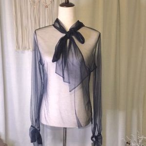 Rodarte for Target Sheer Navy Blouse with Bow